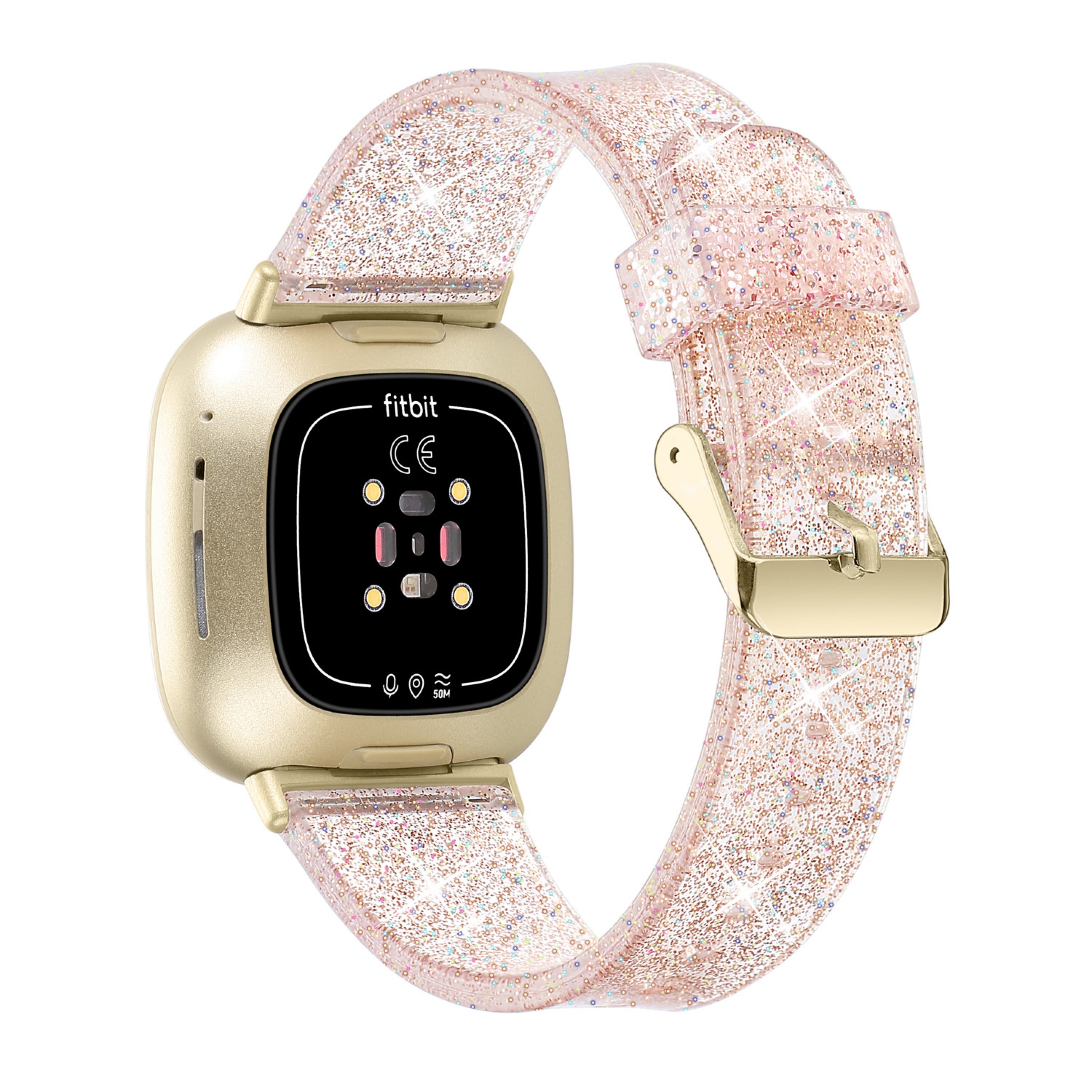 Glittering Powder Design TPU Watch Band Strap Replacement for Fitbit Versa 3 Sense Glittering Powder Design TPU Watch Band Strap Replacement for Fitbit Versa 3 Sense